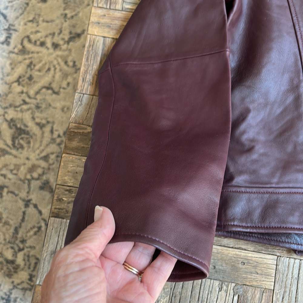 Rebecca Minkoff Burgundy Leather Moto Jacket - Picture 13 of 15